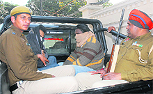 The accused in police custody in Jalandhar on Thursday. 