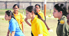 Students participate in a lemon race during the third annual sports meet of the Mahatma Hans Raj DAV Institute of Nursing