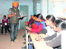 A quiz in progress at a government school in Ludhiana on Thursday