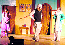 Playwright Ajmer Singh Aulakhs play Ishq Baaj Namaj da Haj Naahin being staged at the Panjab University Regional Centre auditorium on Thursday
