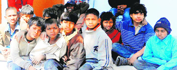 Rag-pickers, who were rescued by the RPF from the railway station in Amritsar.