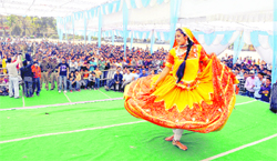 A girl gives a performance during the union week celebrations at DBS College in Dehradun on Friday. 