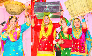 Girls perform giddha on the second day of the 15th Inter-polytechnic Youth Festival for Girls in Jalandhar on Friday. 