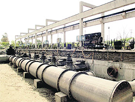 A view of a gas-production unit in at a sewerage treatment plant at Bhattian village near Ludhiana.