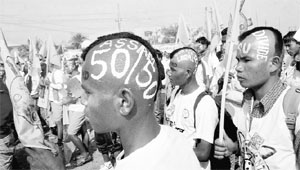 ABSU members at a rally in Guwahati on Friday