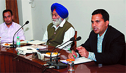 DC Kamal Kishore Yadav addresses mediapersons in Bathinda on Saturday