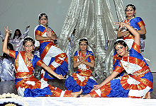 Students of Millennium School present an Indian dance performance during the annual function hosted in the school in Bathinda on Saturday