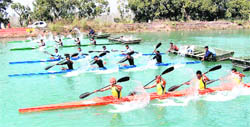 A canoeing event under way during the All-India Police Water Sports Championship at Roorkee