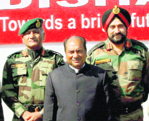Defence Minister AK Antony with Army Chief General VK Singh and Lieutenant-General Bikram Singh (R).