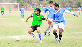 Sunny of Haryana AG in action during a match at Sector 17, Chandigarh, on Sunday