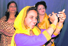 A girl performs a Punjabi dance during International Womens Day celebrations at Punjab Kala Bhawan, Sector 16, Chandigarh, on Sunday.