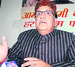 State Congress spokesperson Kuldeep Pathania addresses mediapersons in Shimla on Sunday