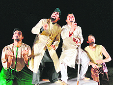 Artistes stage the play, Bichoo, directed by Sumeet Sharma, in Jammu on Sunday. 