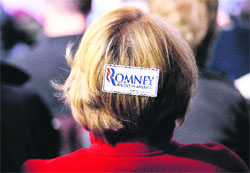 A supporter of Republican presidential candidate Mitt Romney in Ohio.  AFP