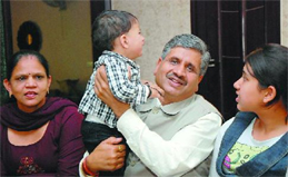 SAD (B) candidate Sarup Chand Singla at their respective residences on the eve of election results in Bathinda on Monday.