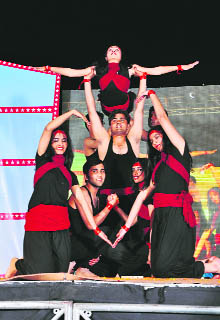 Students present an item during a cultural function at the PGIMS in Rohtak. 