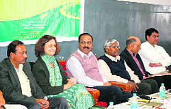 Haryana Director-General of Agriculture Ashok Kumar Yadav (third from left) during the launch of community radio Alfaz-e-Mewat at Ghaghas village in Nuh (Mewat) district.