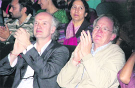 Delegates from Netherlands watch a cultural programme at the Apeejay College of Fine Arts in Jalandhar on Monday