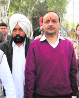 A disappointed Rajinder Beri comes out of the counting centre in Jalandhar on Tuesday.