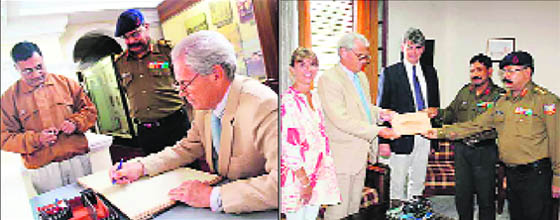 Cristopher Chetwode during a visit to the IMA in Dehradun on Wednesday; and (right) Cristopher being felicitated.  