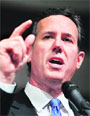 Rick Santorum makes a point in Ohio.  AFP