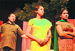 Artiste stage a Punjabi play at Punjab Kala Bhavan, Sector 16, Chandigarh, on Saturday