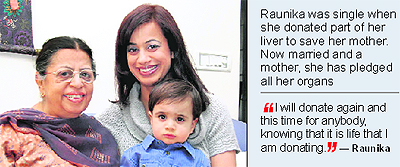Raunika Oberoi with her mother and son.