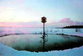 An installation at the Snow Show. Finnish Lapland, 2004