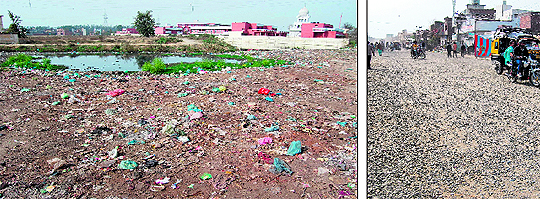 Stagnant water and garbage dump pose a health threat to the Maqboolpura locality; and only health centre in the area lies closed