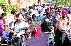 Enthusiasts gather at Khalsa College to participate in auditions for Indian Idol season six in Amritsar on Sunday