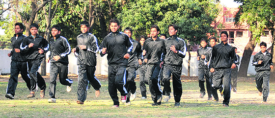 Players of Theatre Age, an NGO, practise at Government High School, Sector 24. The players will participate in the Gully Cricket Tournament to be held in Chandigarh in April. 