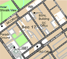 A map of Sector 17 in Chandigarh.