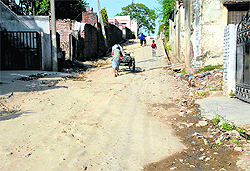 A road in a bad condition in Ward No. 55, Dehradun