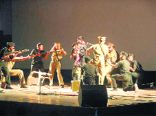 Cadets of Rashtriya Indian Military College stage a skit in Dehradun on Sunday. 