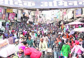 The scene at Sunday market in Rainak Bazaar, near Jyoti Chowk, in Jalandhar