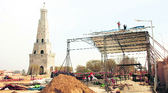 Preparation work in progress at Chappar Chiri village in Mohali 