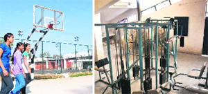 The basketball court at Sector 7 has not been renovated for years. The fitness centre at the Sector-17 football ground in a state of neglect.