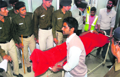 One of the victims being taken to a room of the Government Multi-Speciality Hospital at Sector 16 in Chandigarh 