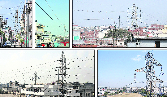 Several localities in the city, including schools, from where high tension wires are passing.