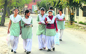 Students after their exam in Ludhiana.