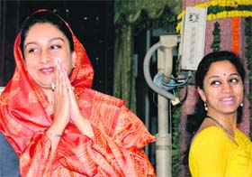 MP from Punjab Harsimrat Kaur outside Parliament In New Delhi on Monday