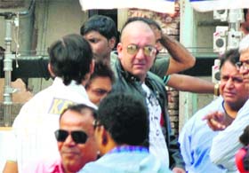 Actor Sanjay Dutt at during the shooting of Son of Sardar film