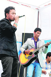 Students participate in the union week celebrations at Guru Ram Rai College in Dehradun on Tuesday. 
