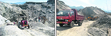 Unauthorised mining under way in the Mohal Khuri area of the Balh valley. 