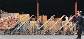 Luggage trolleys lying at the railway station in Ludhiana