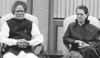 PM Manmohan Singh and AICC chief Sonia Gandhi during the UPA co-ordination committee meeting