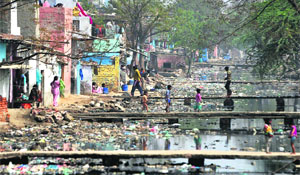 The Gochi drain, which passes through Sector 22 in Faridabad.
