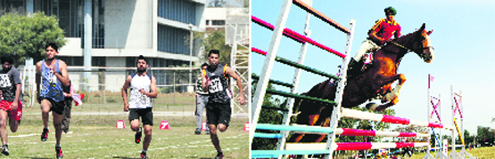 Athletes take part in a 100m race at Guru Angad Dev Veterinary and Animal Sciences University in Ludhiana