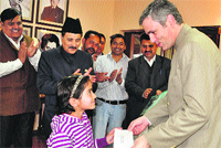 Chief Minister Omar Abdullah felicitates Arushi Kotwal in Jammu
