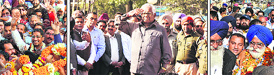 (L-R) Minister Anil Joshi arrives to a hero's welcome in Amritsar, Minister Bhagat Chunni Lal takes the guard of honour at a police function in Jalandhar and Sarwan Singh Phillaur is greeted by his supporters in Jalandhar.